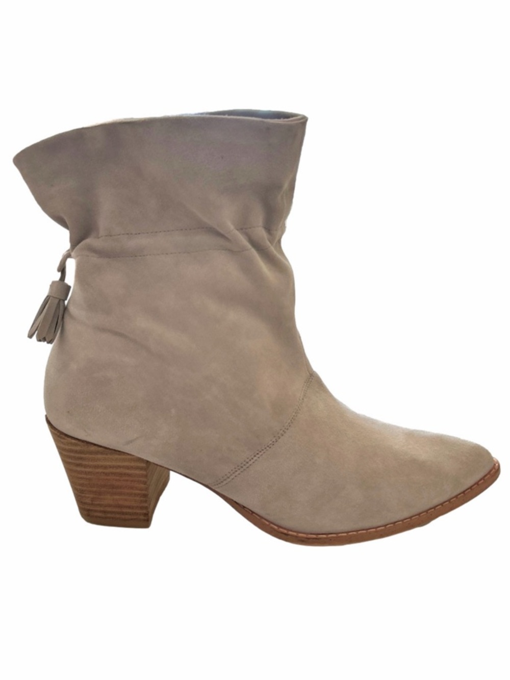 Sole Society Adela Western Booties Taupe Suede Heel Boots Size 9.5 Ankle